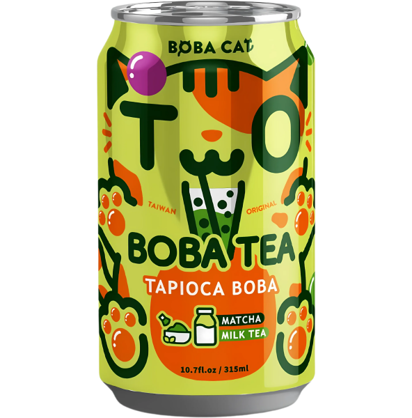 BOBA CAT - Matcha Tapioca Boba Tea 315ml